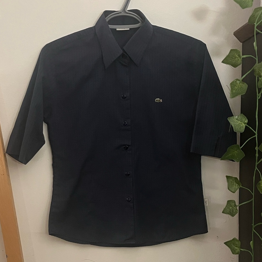 Lacoste Navy Blue 3/4 Sleeve Button Up